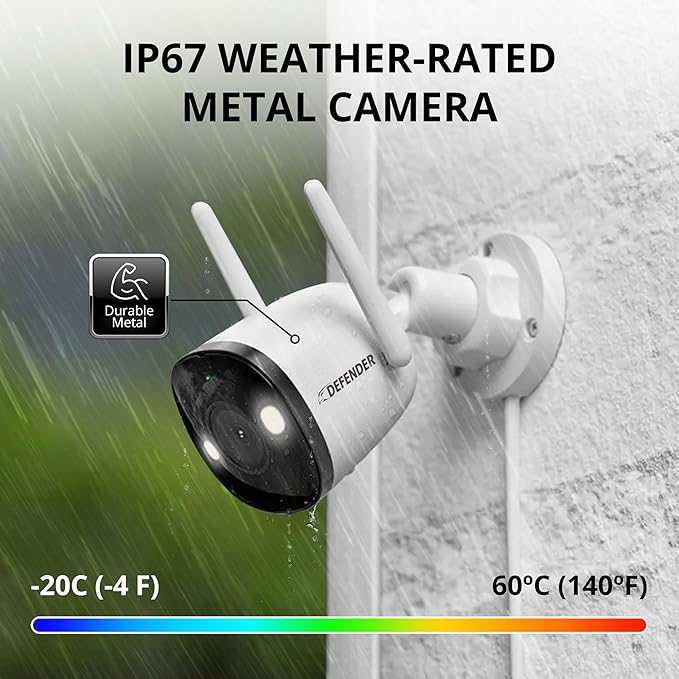 Defender AI Powered 4K Guard Pro 8MP WiFi 6/Bluetooth, Plug-in Power Wireless Security Camera Outdoor - Camera for Home Security with Smart AI Human Detection, Two-Way Talk, Works w/Guard App