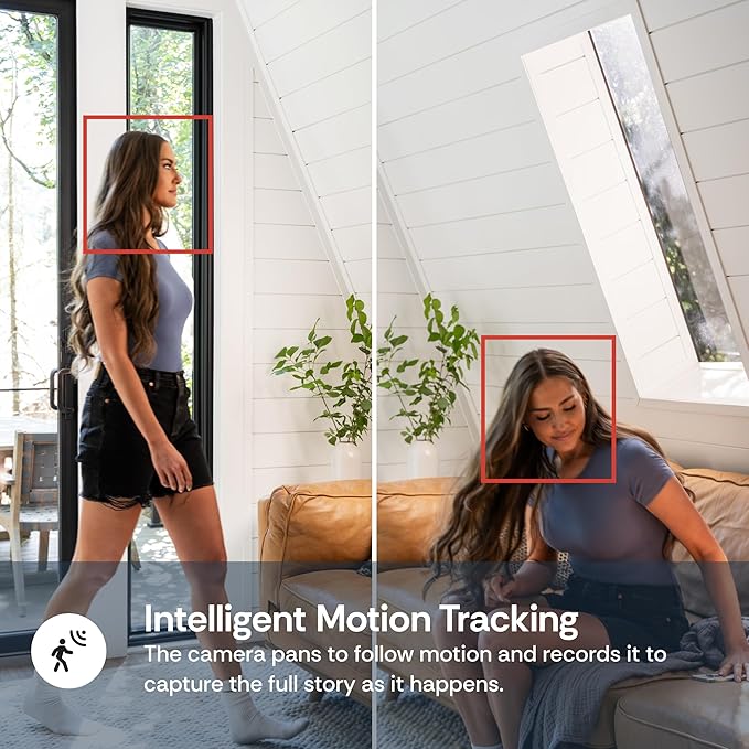 Luna 2K Indoor Cameras for Home Security, 2.4GHz & 5GHz WiFi, 360-Degree Pan-Tilt, Built-in Spotlight, Human Auto Tracking, Siren, Pet/Dog/Baby Camera with Phone app, Black (2025 Upgrade Version)
