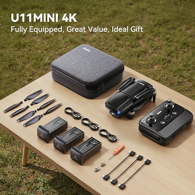 Ruko U11MINI 4K, Drones with Camera for Adults 4K Video 8K Photo, Under 249g, 3-Axis Gimbal EIS, 20000ft FPV Transmission, AI Takeoff/Landing, Auto Return, GPS with Beeper, Beginner (96-Min Flight)