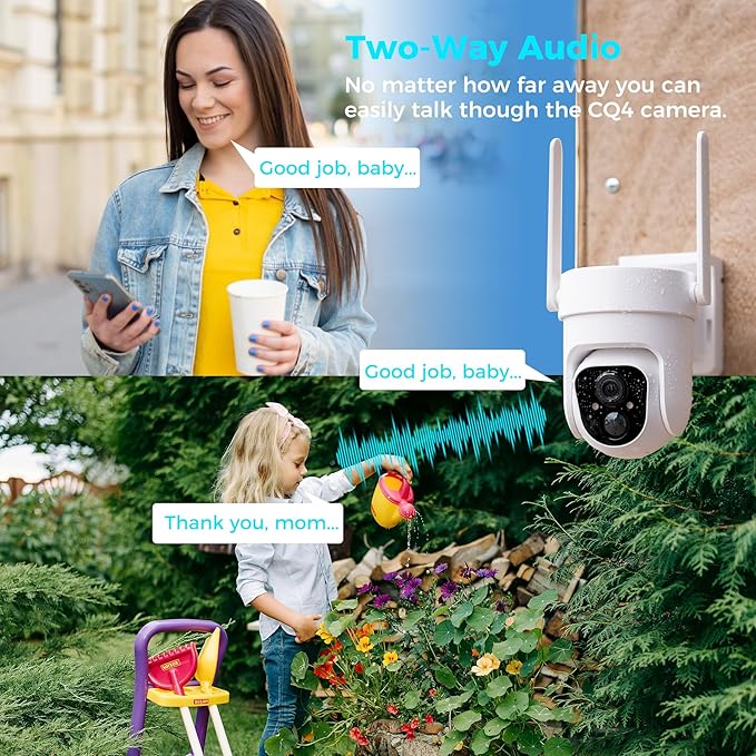 Vicohome CQ4 2K AI Solar Security Camera Wireless Outdoor,Battery Powered Cam, Color Night Vision,Two Way Audio, Motion Detection, Easy to Setup,Audible Flashlight Siren 180 Days Exchange Policy