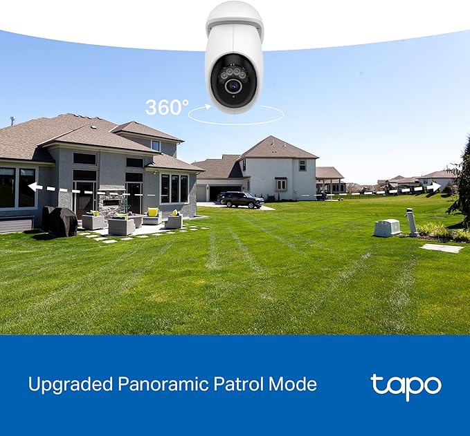 Tapo 4K 8MP Wired Pan/Tilt Outdoor Security Camera, Free Person/Vehicle Detect & 360° View, Color Night, Local AI, SD/Cloud Storage, Works w/Alexa & Google Home, 2.4 GHz WiFi C560WS