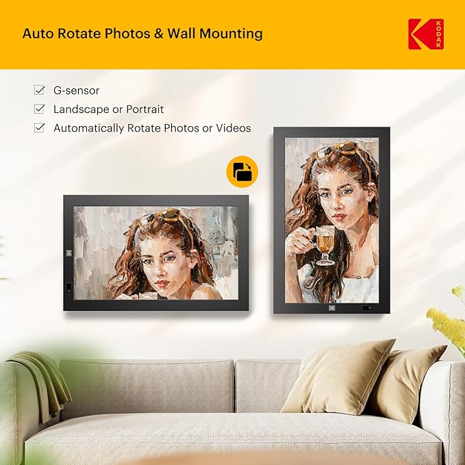 KODAK 17.3" X-Large WiFi Digital Picture Frame - 1920x1080 FHD IPS Display with 32GB Storage, Auto-Rotate, Remote Control, Wall Mountable, Compatible with Alexa, for Family