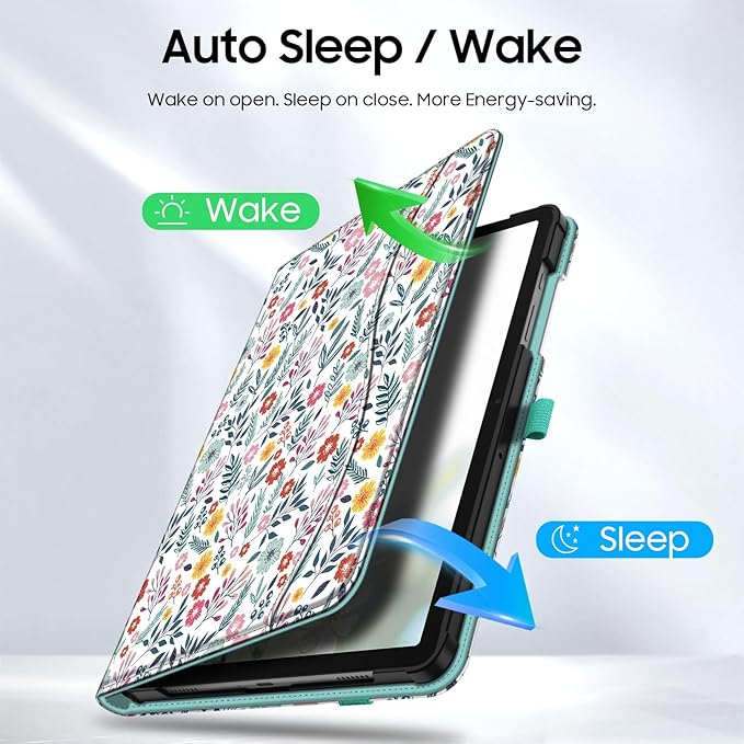 Fintie Case for Samsung Galaxy Tab A9 Plus/A9+ 5G 11 Inch 2023 Model (SM-X210/X216/X218), Multi-Angle Viewing Smart Stand Back Cover with Pocket Auto Wake/Sleep, Spring Bloom