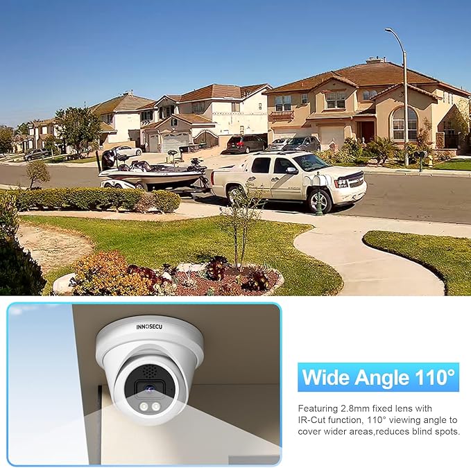 Dome PoE Camera 8MP Outdoor, Smart Dual Spotlight Security Camera for Surveillance System, Color Night Vision, 2.8mm Lens Wide Angle 110°, Two-Way Audio, Human/Vehicle Detection, IND8BD97K