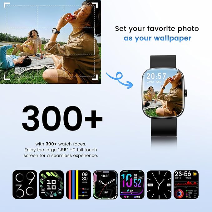 Smart Watch (Answer/Make Call), 1.96" SmartWatches for Men Women with Heart Rate/Activity Tracking, Fitness Tracker Watch with IP68 Waterproof/Pedometer, Smart Watch for Android/iPhone Compatible