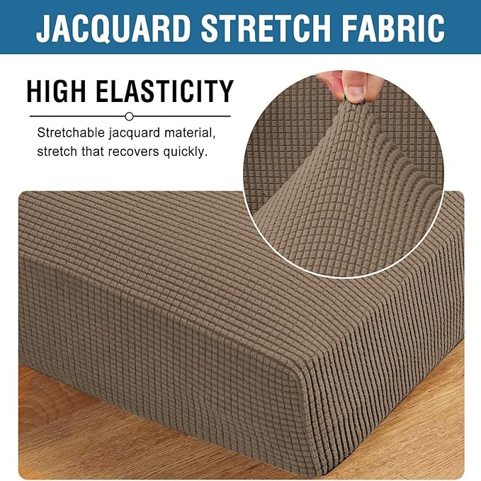 H.VERSAILTEX Super Stretch Individual Chaise Cover Sectional Couch Covers for L Shaped Sofa Both Left/Right Featuring Thick Jacquard Textured Twill Fabric (1 Piece Chaise Cover Large, Macchiato)