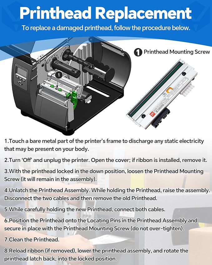 PHD20-2278-01 Genuine Printhead for Datamax I-4212E Mark II, New OEM Print Head Replacement for Datamax-O'Neil Barcode Thermal Label Printer 203dpi Optimal Performance High Speed Low Temperature