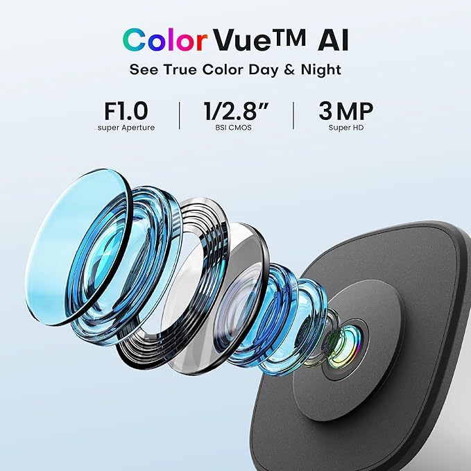 Window Security Camera 2K, Indoor WiFi Cameras 2.4GHz/5GHz, 2 Pack with Colorvue AI Color Night Vision, Person Detection with Auto-Focus, 24/7 Recording Compatible with Alexa & Google Home