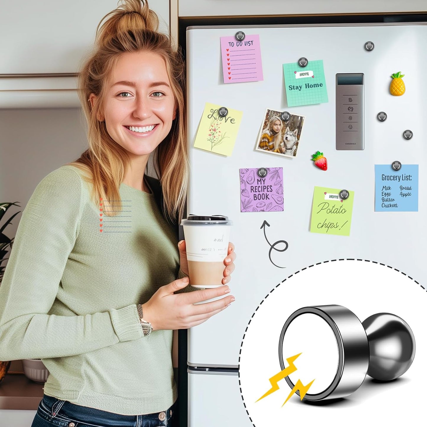FINDMAG 100 PCS Black Fridge Magnets, Small and Strong Magnets for Whiteboard, Ideal for School, Dry Erase BOAD, Locker Accessories, Home Decorative
