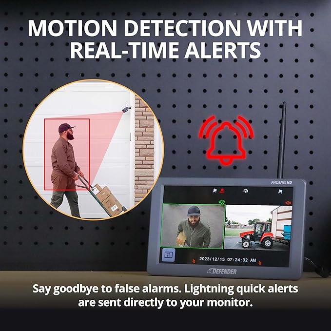 Defender PhoenixHD Wireless Security Camera System with 10.1” Touchscreen Monitor, 2 Outdoor 1080P HD Night Vision Cameras, Plug & Play Home Security System, Two Way Talk, No WiFi Required