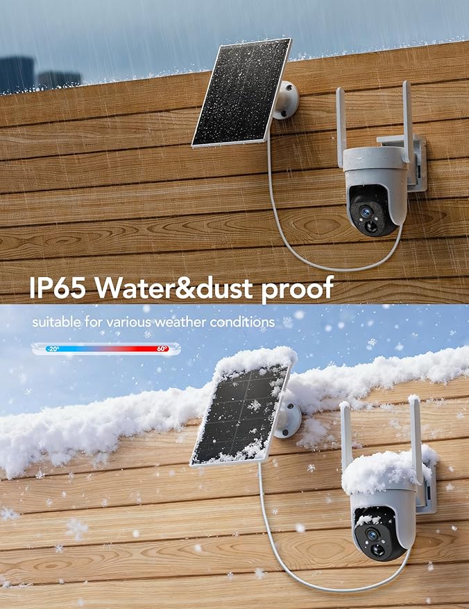 GNCC 4G LTE Cellular Solar Security Camera Wireless Outdoor, No WiFi Security Camera, 2K 360° PTZ, AI Human Detection, Color Night Vision, 2-Way Talk, IP65 Waterproof, Built in SIM Card