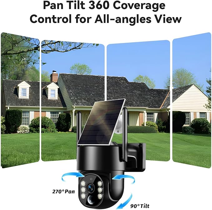 Solar Security Cameras Wireless Outdoor, 5G&2.4GHz Cameras for Home Security, 2K Solar Outdoor Camera, Color Night Vision, AI Human Detection, 2-Way Talk, Siren Alarms (2-Pack)