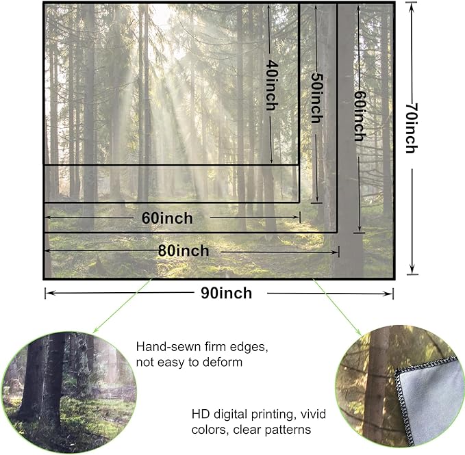Onivein Forest Tapestry Nature Sunlight Streaming Through Green Trees Wall Hanging for Bedroom Living Room Office Decor 60 x 50 Inches