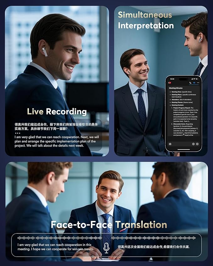 AI Translation Earbuds Real Time, 144 Language Translator Earbuds, 36H Playtime 3-in-1 Translation Earphones, 4 ANC Mic for Audifonos Traductores Inglés Español,Translate Ear Buds for Travel Learning