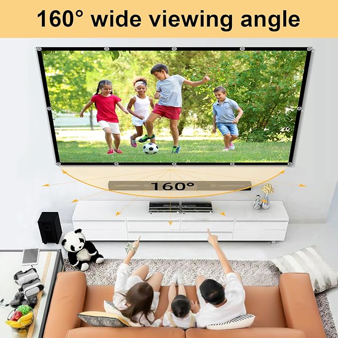 Foldable 100-inch Projector Screen,XINLEMY 4k 16:9 Anti-Crease Portable Washable Projector Backing Black Absorbs Light Movies Screens for Home Theater Backyard Indoor and Outdoor Camping