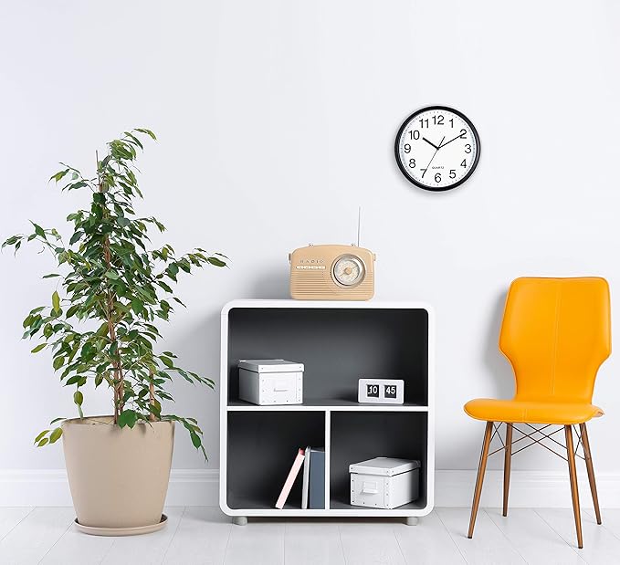 Bernhard Products Black Wall Clock Silent Non Ticking 10 Inch Bold Quality Quartz Battery Operated Round Easy to Read Home/Kitchen/Office/Classroom/School Clocks, Sweep Movement
