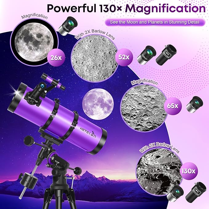 Telescope, 150EQ Newtonian Reflector Telescope for Adults & Beginners, Professional Telescopes for Adults High Powered Astronomy with Equatorial Mount, Phone Mount, Dust Cover & Carrying Bag