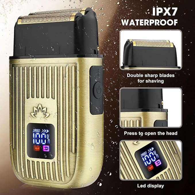 Hair Clippers for Men Shaver Set Professional,Mens Beard Trimmer,Nose Hair Trimmer,Electric Foil Shavers,4 in 1 Barber Clippers for Hair Cutting Grooming Kit & LED Display,Gift for Men