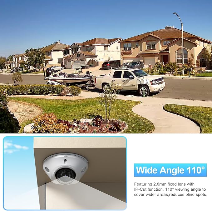 AI 8MP PoE Camera, Outdoor Vandal-Proof Dome Security IP Camera, Smart Dual Light Color Night Vision, Built-in Mic, 2.8mm Lens 110°, Face Detection, Human/Vehicle Detection, IND8ED63B