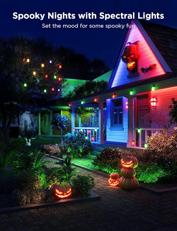 Govee Smart Outdoor String Lights H7016, 96ft RGBIC Outdoor Lights with 30 Dimmable LED Bulbs, IP65 Waterproof, Color Changing Warm White Lights with 47 Scene Modes for Patio, Backyard, App Control