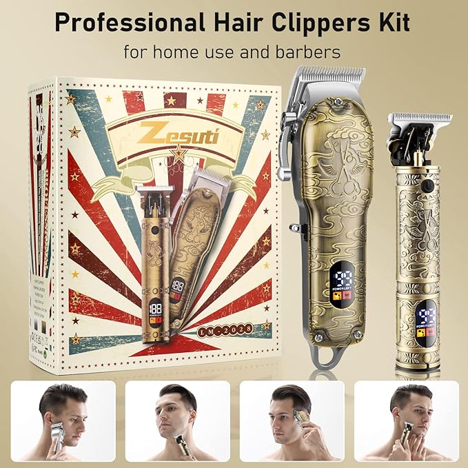 Hair Clippers Set for Men with Beard Trimmer,Professional Cordless Hair Trimmer for Men,Barber Kit Professional for Man Haircutting Machine with LED Display