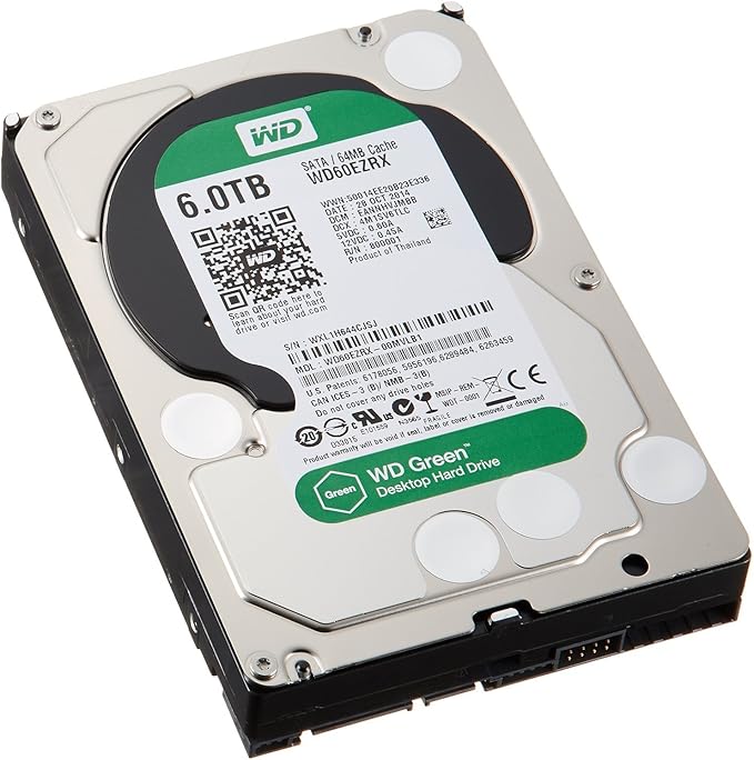 WD Green 6TB 3.5-Inch SATA 6.0Gb/s IntelliPower 64MB Cache Hard Drive (WD60EZRX)