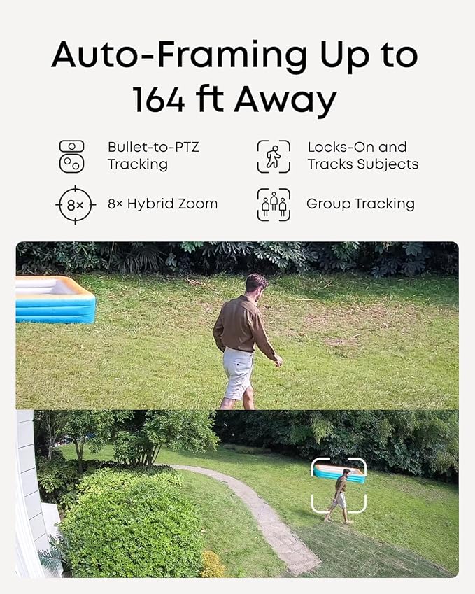 eufy PoE Bullet-PTZ Cam S4, NVR Wired Add On Cam, Requires eufy NVR, 4K UHD Triple Lens, 360° Pan and Tilt, 8X Hybrid Zoom, AI Tracking, Red and Blue Light, PoE Plug and Play, 24/7 Recording