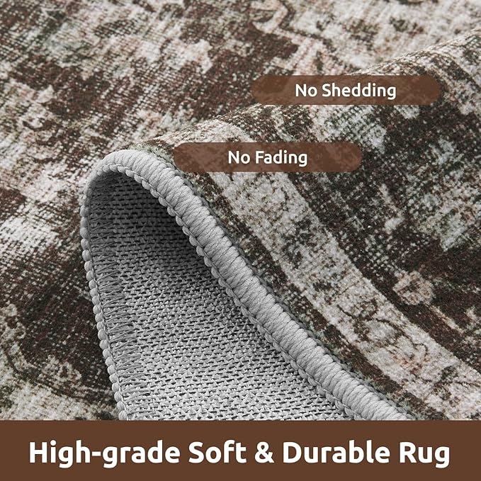 AMOAMI-2X3 Small Rug-Washable Rugs Entryway Mat Indoor-Soft Vintage Non Slip Rugs for Kitchen Laundry Room Bathroom Brick/Brown Decorative Accent Rug for in Front of Sink 24 Inch x36 Inch