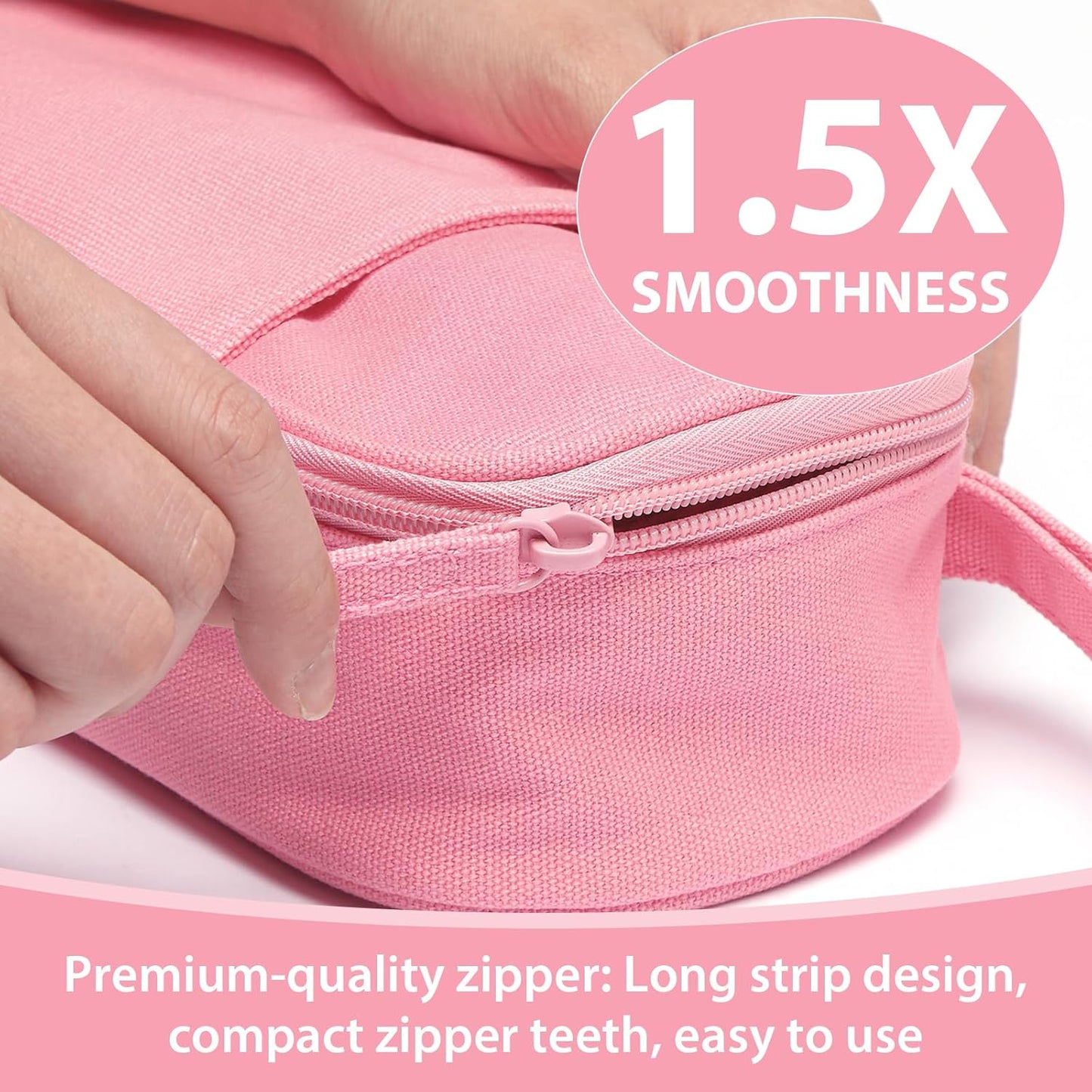Pencil Case Pouch Box Bag School Supplies Girls Boys Kids, Cute Preppy Stuff Large Big Capacity Aesthetic Pen Organizer, Back to College Stationary, Rosy Pink, Heavy Duty Canvas, 1800ml