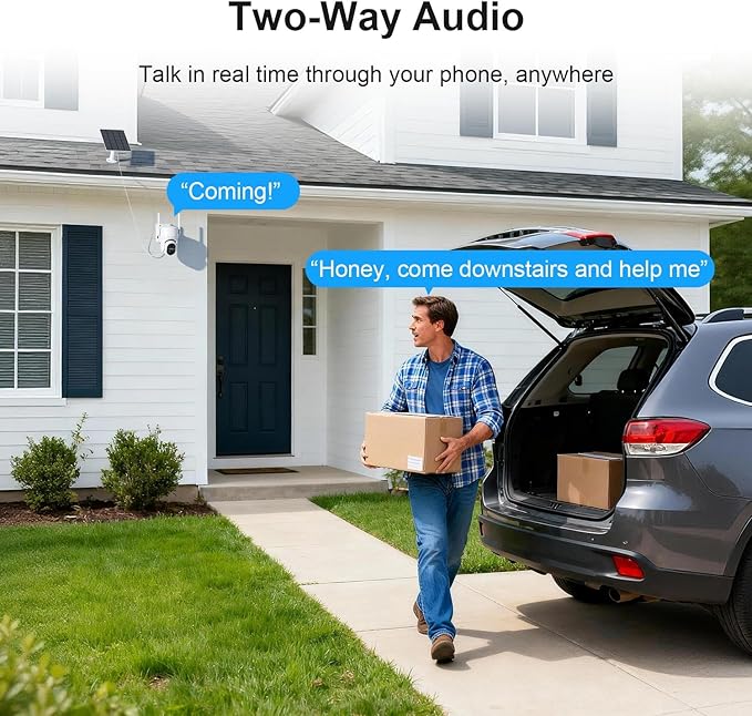 HOSAFE.COM Cameras for Home Security Outdoor, WiFi Outdoor Camera Wireless, Solar Security Cameras Wireless Outdoor, 360 PTZ, PIR Sensor, 2K HD Color Night Vision, 2-Way Talk, IP66 Waterproof