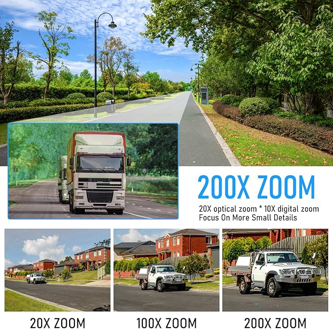 JideTech 4K 8MP Outdoor PTZ IP PoE Camera with 200x Hybird Zoom Pan Tilt Auto Tracking Security Dome Cameras, Human/Vehicle Detection, 492ft IR, Color Night Vision, 2-Way Talk,BlueIris, for ONVIF NVR