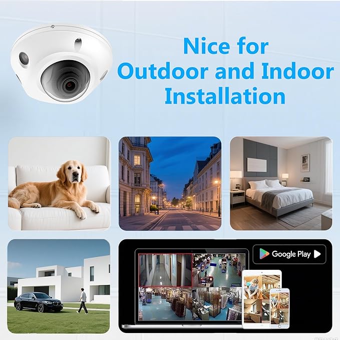 4K 8MP Mini Low Profile Dome PoE IP Camera Indoor 98 Feet Night Vision, 2.8mm Lens 105° Wide Angle, Waterproof IP67, H.265, Compatible with Uniview NVR