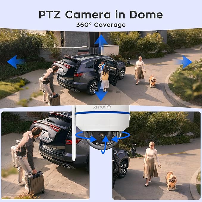 xmartO [2-Pack AI Tracking Ceiling CAM 2K HD Metal Dome PTZ Wireless Security Camera with Automatic Tracking, 2-Way Audio and Night Vision (Standalone WiFi Camera, NOT add-on CAM to NVR)