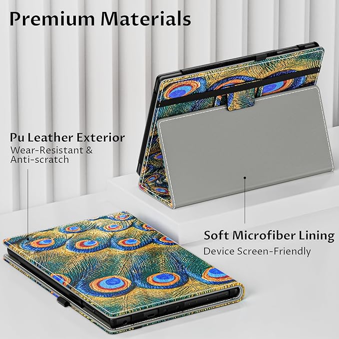 VORI Case for All-New Amazon Kindle Fire HD 10 Tablet (13th/11th Generation 2023/2021 Release) and Fire HD 10 Plus 10.1" - Slim Folding Stand Folio Cover with Auto Wake/Sleep & Hand Strap, Peacock