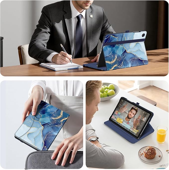 Fintie Case for Samsung Galaxy Tab A9 Plus/A9+ 5G 11 Inch 2023 Model (SM-X210/X216/X218), Multi-Angle Viewing Smart Stand Back Cover with Pocket Auto Wake/Sleep, Ocean Marble