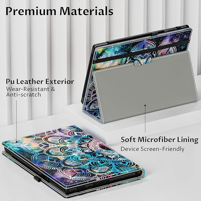 VORI Case for 2023/2021 Release Amazon Kindle Fire HD 10 Tablet (13th/11th Generation) and Fire HD 10 Plus 10.1" - Slim Folding Stand Folio Cover with Auto Wake/Sleep & Hand Strap, Mandala