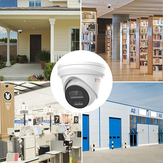 Anpviz 5MP PoE IP Camera with Audio, Full Metal Turret Security Camera Outdoor with Human Vehicle Detection, Smart Color Night Vision, 3072x1728@20fps, 114° FOV, WDR, IP67 Waterproof