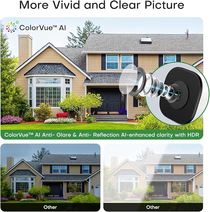 5MP 3K Window Camera for Home Security, 5G&2.4Ghz WiFi Human Detection Alert, AI Full Color Night Vision with Anti-Glare-Reflection 24/7 Events Recording, Easy Magnetic Mount for House/Apartment