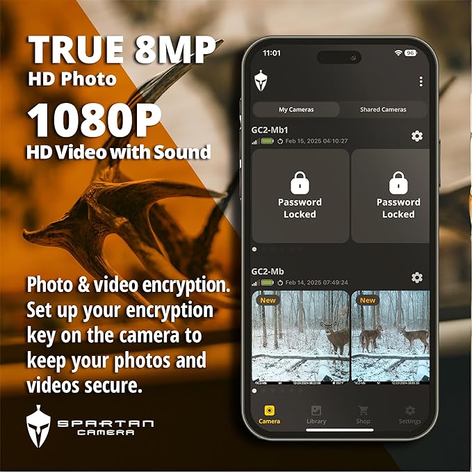 Spartan Camera GoCam2 Cellular-2 Pack, APP Control Trail Camera, 4G LTE, 1080P Video, FHD Photos, No Glow, Night Vision, Motion Activated, IP65 Water Resistant (Spartan Areus, Verizon)