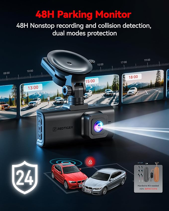 REDTIGER 4K STARVIS 2 Dash Cam Front and Rear, 5GHz WiFi 20MB/s Download, 128GB Card Included, Voice Control, Dash Camera for Cars with 3.18" Touch Screen, GPS, Loop Recording, Parking Mode(F7N Touch)