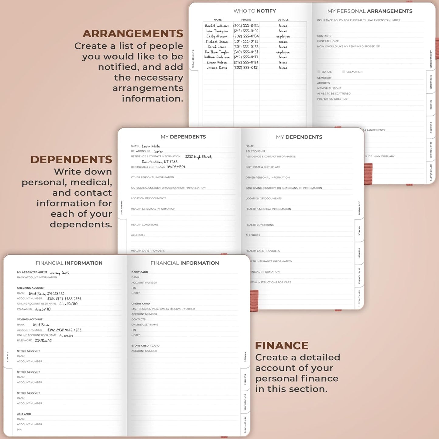 Clever Fox End of Life Planner – Final Arrangements Organizer for Beneficiary, Will Preparation, Last Wishes & Funeral Planning, A5 (Rose Gold)