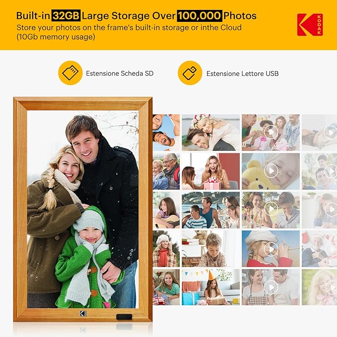 KODAK 23.8" X-Large WiFi Digital Picture Frame - 1920x1080 FHD IPS Display with 32GB Storage, Auto-Rotate, Remote Control, Wall Mountable, Compatible with Alexa, for Family