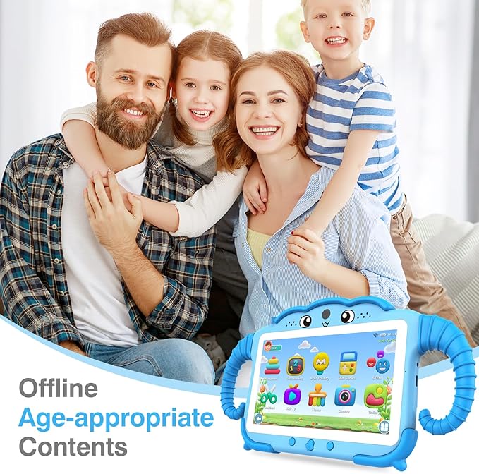 Kids Tablet 7IN Tablets for Kids 3-7, Tablet for Toddlers with Educational Games, 32GB Toddler Tablets for Children with Learning Apps, WiFi, Touch Screen, Shock Proof Case, Gift for Toddler Boy Girl