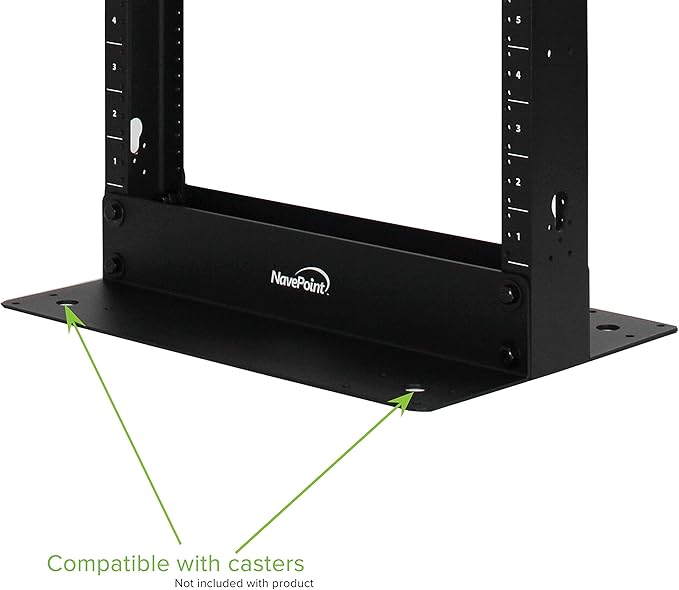 NavePoint 25U 2 Post Open Frame Server Rack for 19 Inch Equipment, AV, Networking, Data & IT Devices, 2-Post Rack 25U 661lbs Weight Capacity, Black
