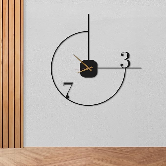 Minimalist Wall Clock 20-Inch – Black Metal, Silent Non-Ticking Quartz, Sleek Contemporary Design for Living Room, Kitchen, Office