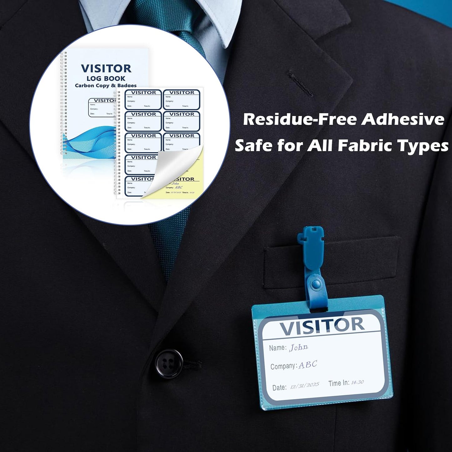 2 Pack of 300 Visitor Badges Registry Log with Carbon Copy Visitor Stickers Letter Size Visitor Log Book Extras Protecting Privacy Pages Spiral-Bound Self Visitor Badges Guest Register Book(2)