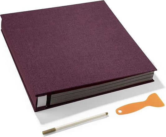 Large Photo Album Self Adhesive 4x6 5x7 3x5 8x10 Scrapbook Magnetic Album DIY Scrap Book Length 13 x Width 12.8 (Inches) 120 Black Sticky Pages Linen Cover DIY Photo Album(Purple)