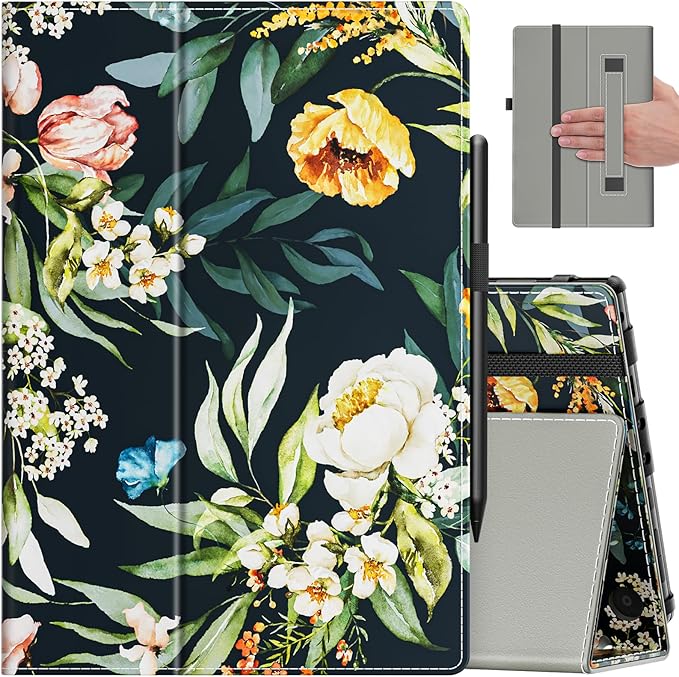 VORI Case for All-New Amazon Kindle Fire HD 10 Tablet (13th/11th Generation 2023/2021 Release) and Fire HD 10 Plus - Slim Folding Stand Folio Cover with Auto Wake/Sleep & Hand Strap, Blushing Floral