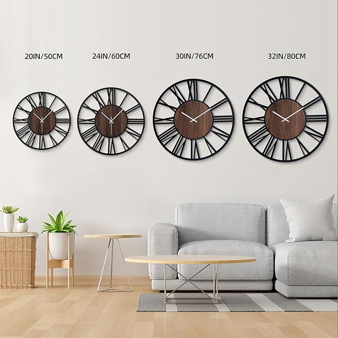 20 Inch Large Metal Wall Clock with Voice and Light Sensor Night Light, Glow in The Dark Non-Ticking Silent Battery Operated Decorative Oversized Wall Clock for Bedroom Living Room Decor