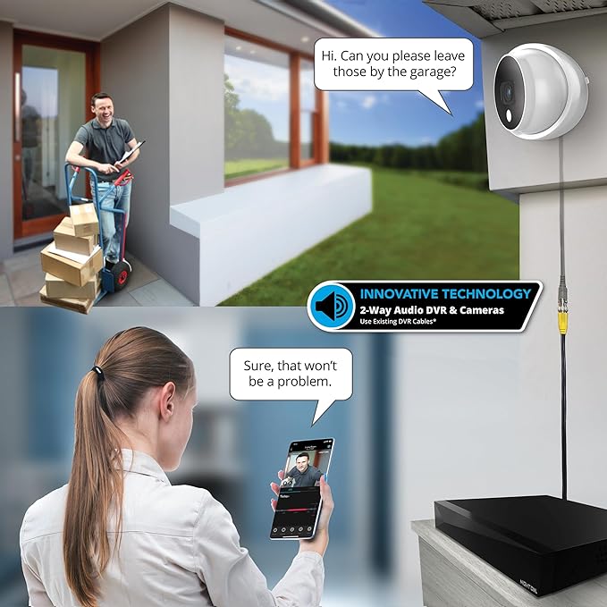 Night Owl 2-Way Audio 12 Channel DVR Video Home Security Camera System with (4) Wired 2K HD Indoor/Outdoor Deterrence Dome Cameras and 2TB Hard Drive (Add up to 4 Wi-Fi Cameras) (4 Camera)